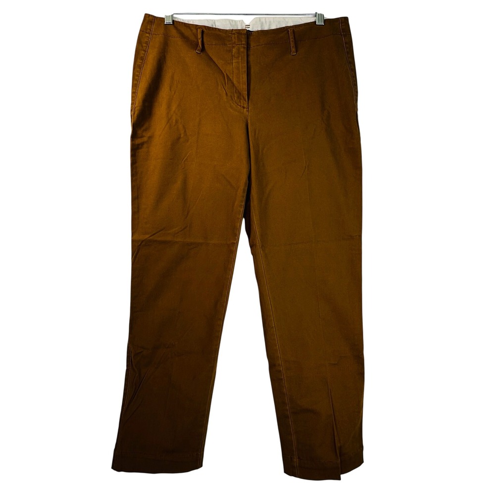 Lands End Fit 2 Chino Pants Brown Straight Leg Cotton Stretch Size 16